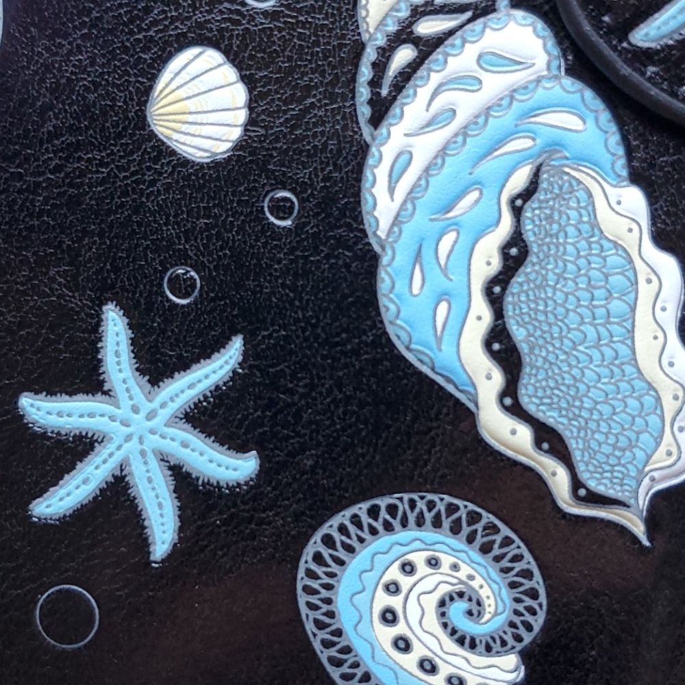 NWT Summer Seashells Wallet - Black Vegan Leather - Picture 6 of 7